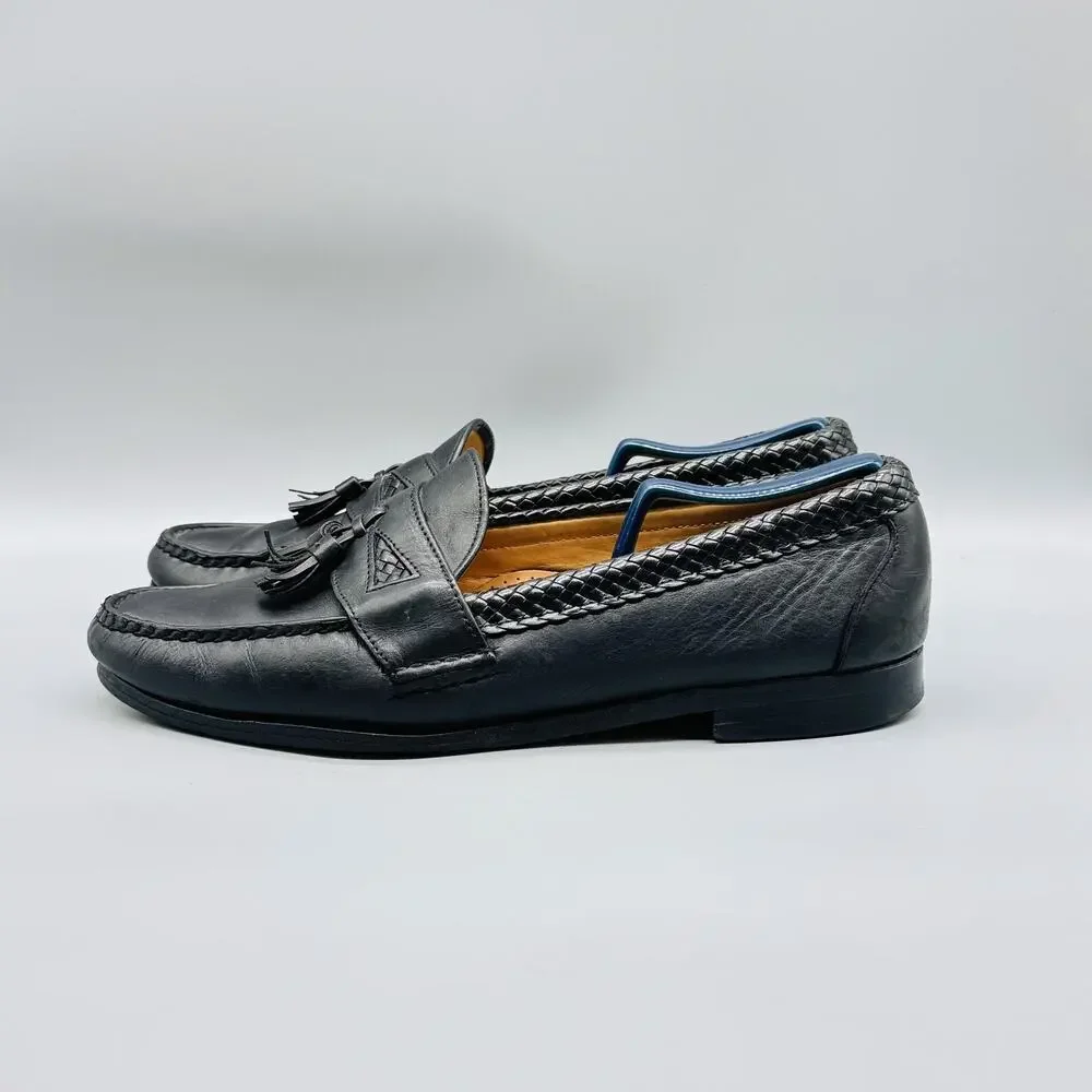 Allen Edmonds Shoes Mens 12 Black Leather Maxfield Kiltie Tassel Loafers Braided